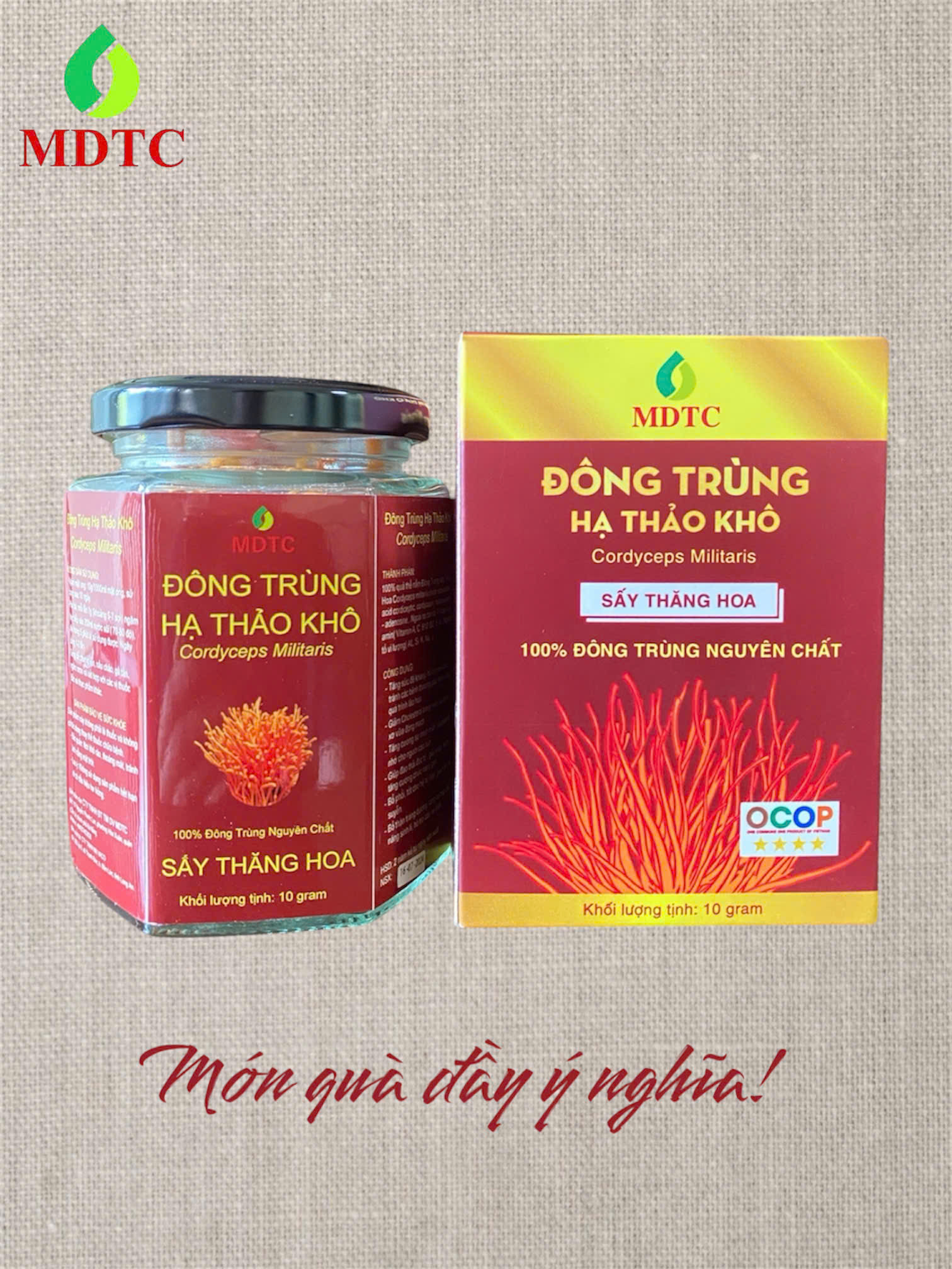 NẤM ĐÔNG TRÙNG HẠ THẢO KHÔ - HŨ THỦY TINH 10G