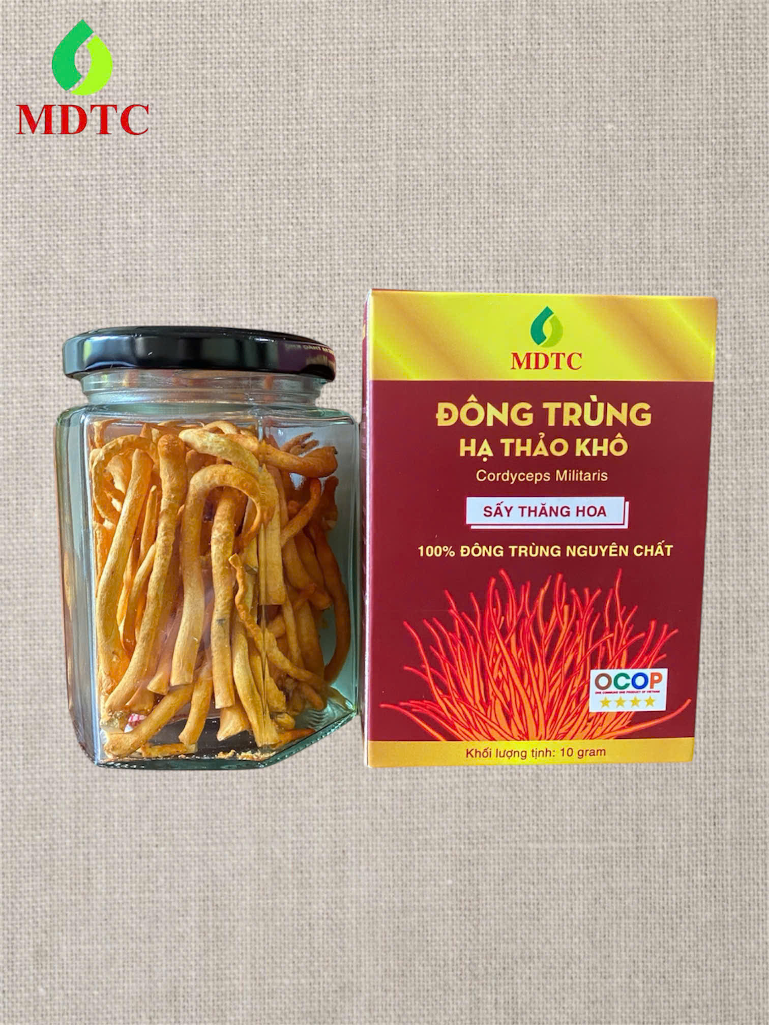 NẤM ĐÔNG TRÙNG HẠ THẢO KHÔ - HŨ THỦY TINH 10G