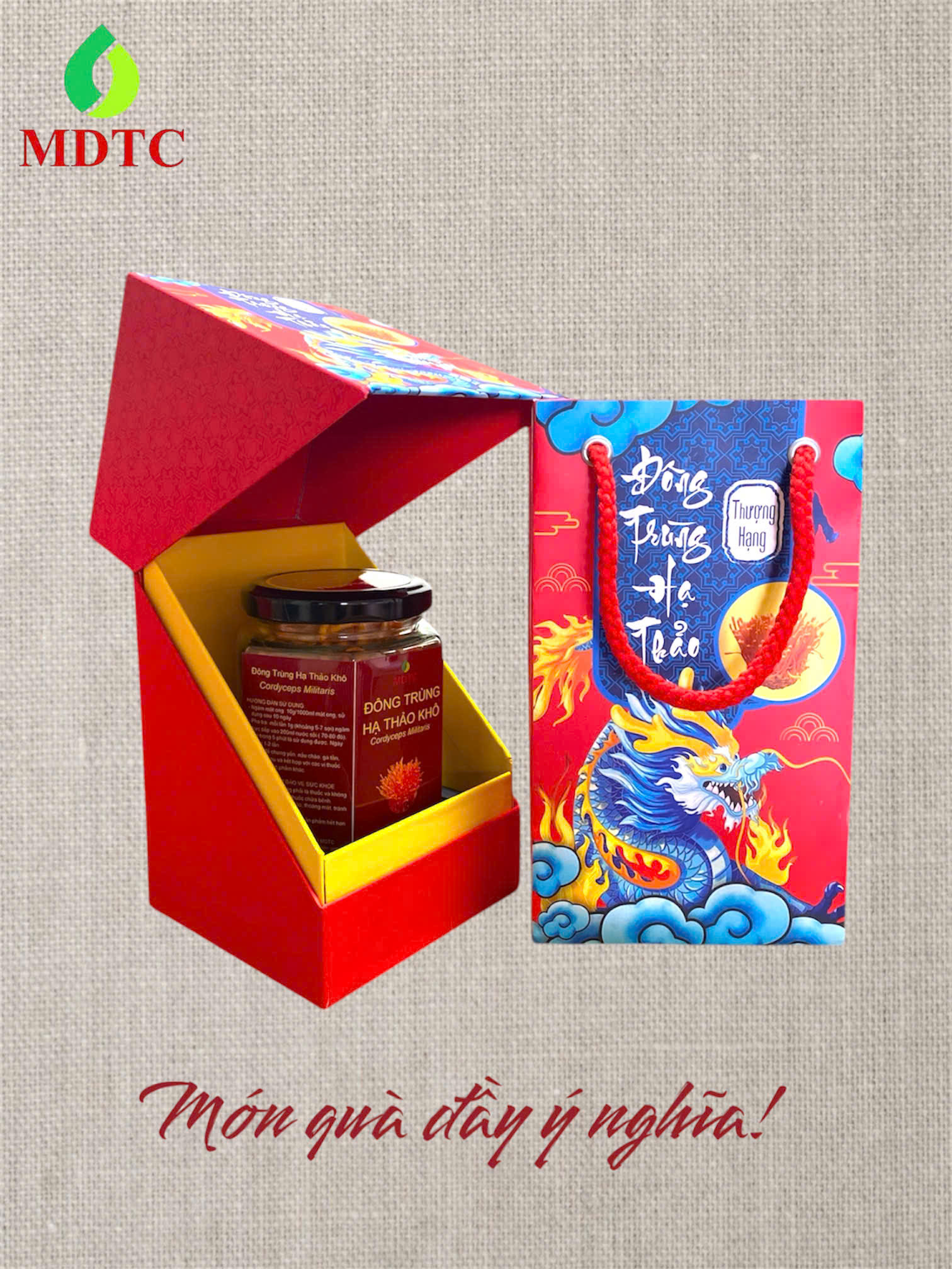 Giỏ quà tặng - hũ Đông Trùng Hạ Thảo khô 10gr